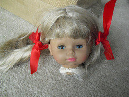 Vintage Plastic Long Blonde Hair Girl Hair Sleepy Eyes Doll Head 4 7/8&quot; Tall - £14.24 GBP