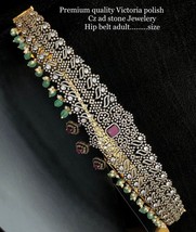 Gold Plated Indian Bollywood Style Kamar Bandh Waist Belt CZ Jewelry Set - £190.29 GBP
