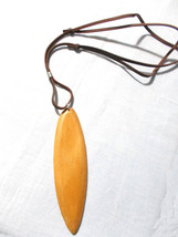 Huge Surfboard Blonde Natural Wood On Adjustable Faux Leather 34&quot; Necklace - £5.50 GBP