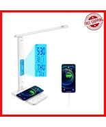 Stylish Desk Lamp with USB &amp; Wireless Charging, Dimmable, Alarm &amp; Temper... - $57.83 CAD
