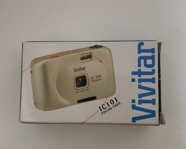 Vintage Vivitar IC101 35mm Point &amp; Shoot Film Black Camera Focus Free  - $9.99