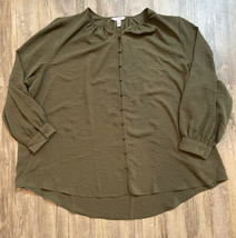 Nine West Tunic Top Blouse Size 4X Olive Green NWT Plus Women’s - £14.45 GBP