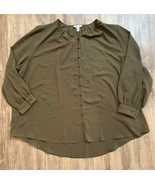 Nine West Tunic Top Blouse Size 4X Olive Green NWT Plus Women’s - £14.44 GBP