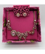 Betsey Johnson Necklace and Earrings Set w/ Box Bows Butterfly Pink Flow... - £69.74 GBP