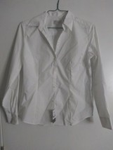 Women&#39;s Van Heusen For Her White Button Down Blouse Work Catering Banquet Size M - £11.70 GBP