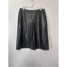 Anne Klein A Line Skirt Women&#39;s 10 Black Solid Knee Length Leather Side Zip - $42.67