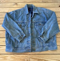 Eddie Bauer Men’s Button up Flannel Lined Trucker denim jacket size L Bl... - $37.62
