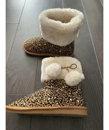 new US SPORTS Cheetah Print BOOTS YOUTH sz 2 kids girls FLUFFY warm boot... - $466.58 MXN