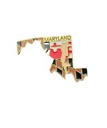 Maryland Metal Enamel Pin - State Shaped Pin With Maryland Flag Motif, New! - $8.00