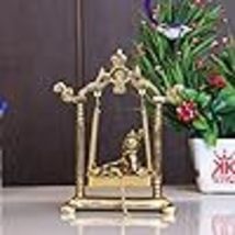 Laddu Gopal on Jhulla Palana Metal Statue Gold Plated Decor Your Home,Office - £27.53 GBP
