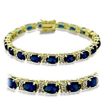 7 Inch Gold Plated Synthetic Blue Spinel Tennis.Bracelet - $28.50