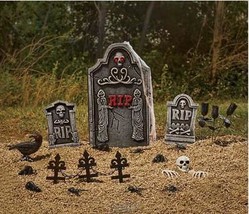 24-pc. Indoor Outdoor Halloween Holiday Decoration Tombstone Kit - £22.89 GBP