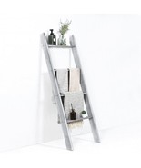 4-Tier Wall Leaning Ladder Shelf Stand-Gray - Color: Gray - $177.00 CAD