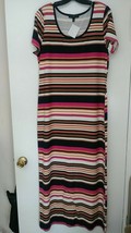 Derek Heart Juniors Short Sleeve Multicolor Stripes Scoop Neck Maxi Sundress M  - $16.00