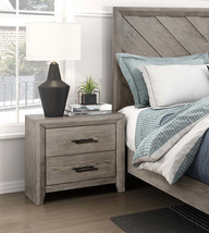 Gray Nightstand: Modern 2-Drawer Wooden Bedside Table - $355.99
