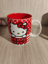 Sanrio Hello Kitty 20 oz Coffee Mug Cup Red Polka Dot Stripes New - $12.95