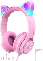 Cat Ear Led Light Up Kids Headphones with Microphone, iClever HS20 -Shareport - £18.45 GBP