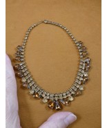 (vn-3) vintage brown tear rhinestone gold tone choker necklace costume j... - $70.47 CAD