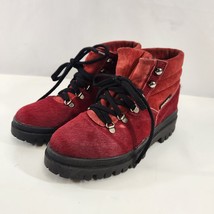 Oscar Sport Fur Boots Red Size EU 39 (US 8) Winter Outdoor Made in Italy - £75.93 GBP