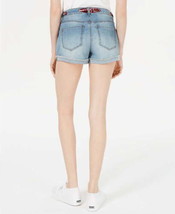 Vanilla Star Juniors Bandanna Belted Cuffed Denim Shorts Size 0 Color Navy - £37.55 GBP