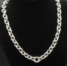 JUDITH RIPKA 925 Silver - Vintage Polished &amp; Ribbed Chain Necklace - NE3922 - £308.89 GBP
