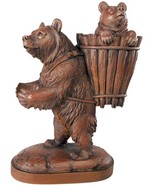 Sculpture Lodge Trudging Mama Bear With Cub in the Back Pack Chestnut Cast - £376.30 GBP