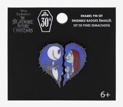 Loungefly Nightmare Before Christmas Jack &amp; Sally Heart Halves Enamel Pi... - $17.32
