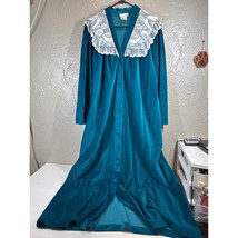 Gilligan &amp; O&#39;Malley Vintage Robe 80&#39;s Velour Lace Trim Button Green Size... - $614.82 MXN