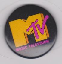ViNtAgE Original MTV LOGO MUSIC BUTTON PIN Pinback MUSIC TELEVISION black - £7.81 GBP