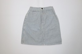 Vintage 90s Streetwear Womens 3 Distressed Hickory Striped Denim Jean Sk... - $29.65