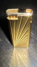 Noble Electric Gold Tone Deco Rising Sun Pattern Automatic Petrol Torch Lighter - £11.98 GBP