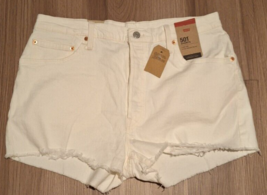 Levi&#39;s 501 Shorts Womens 34 White High Rise Button Fly Raw Hem 2.5&quot; Inseam New - $24.25