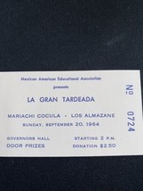 Vintage La Gran Tardeada 1964 Paper Ticket Stub Mexican American Paper E... - £14.94 GBP