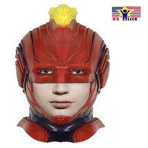 Captain Marvel Carol Danvers Latex Mask Halloween Cosplay Costume Red Pr... - £21.78 GBP
