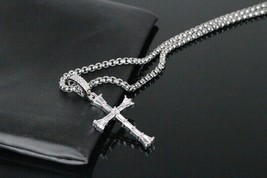 2Ct Baguette Cut Lab-Created Diamond Women Cross Pendant 14k White Gold ... - £145.90 GBP