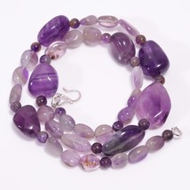 Natural Amethyst Gemstone Beads Necklace 4-23 mm 18&quot; UB-8092 - £8.55 GBP