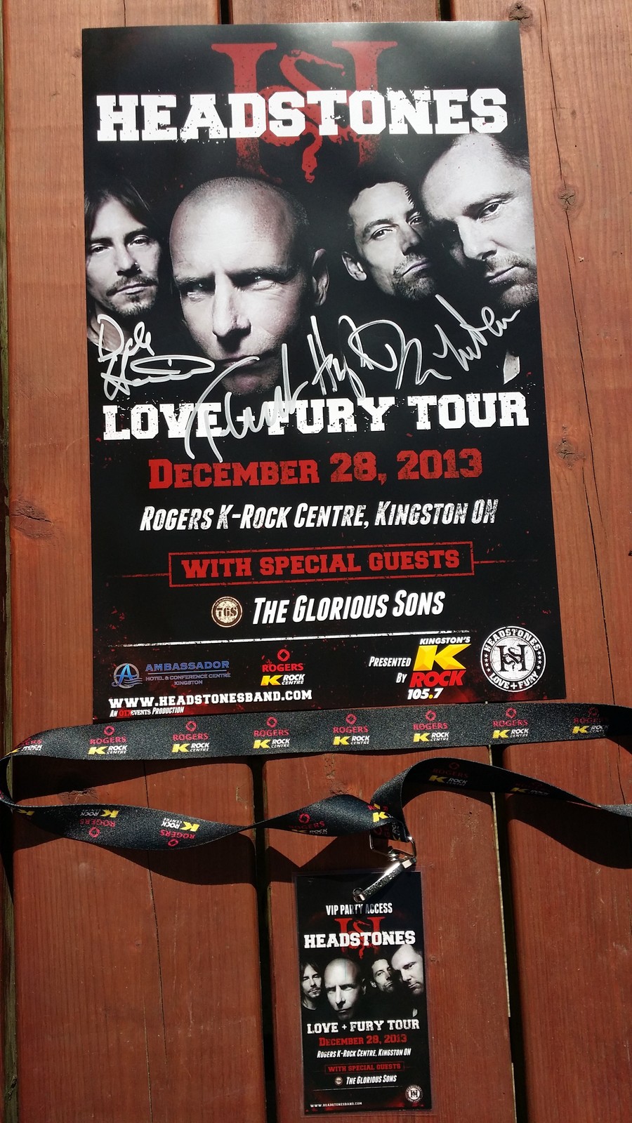 Headstones Autographed Poster Kingston Krock Ctr Concert Glorious Sons ... - $69.95