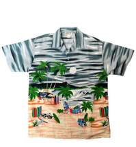 Grand Mens Sz L Vtg Y2K SS Shirt Button Up 90s Hawaiian Island Honolulu Surfing - £14.54 GBP