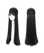 Women Straight Baseball Cap Wig Darkest Brown Synthetic Hair 24 Inches - $23.99