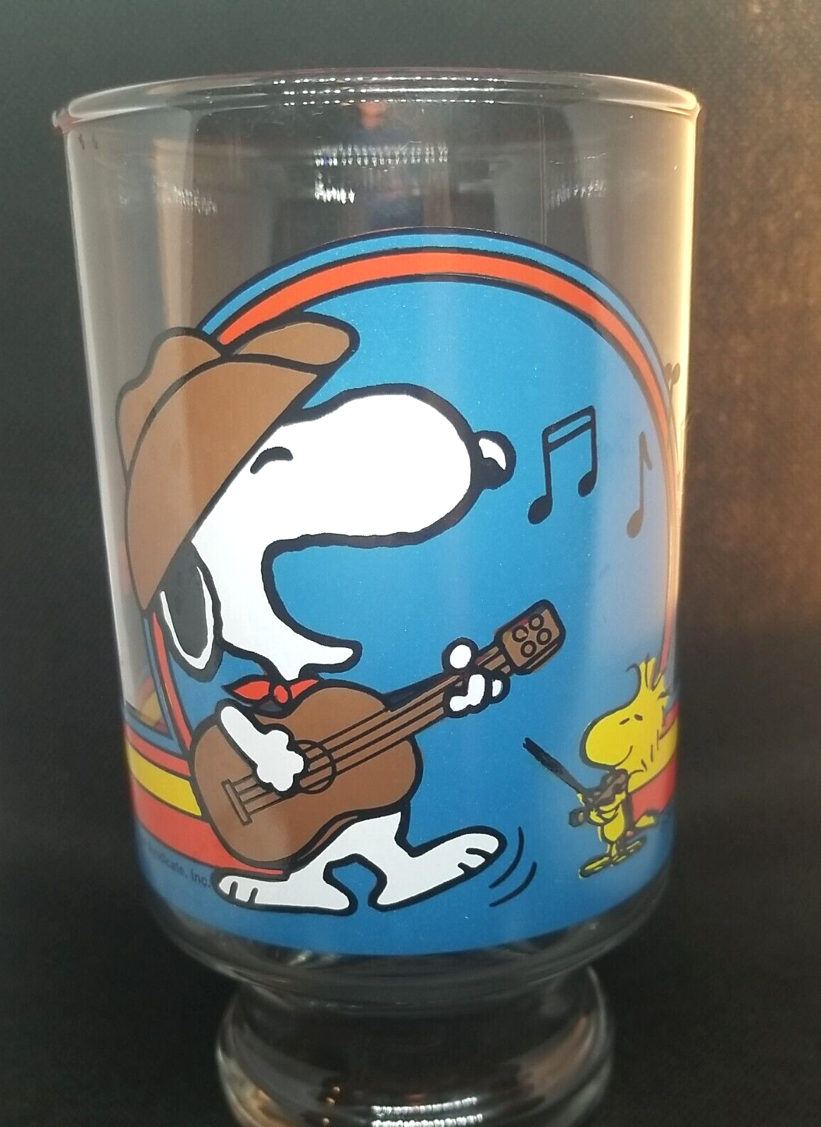 Vintage 1965  Peanuts Snoopy & Woodstock Large 32oz Country Music Drinking Glass - £19.65 GBP