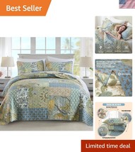 Soft &amp; Lightweight Queen Quilt Set – Bohemian Floral, Machine Washable C... - $112.49