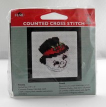 Frosty Christmas Counted Cross Stitch Kit w/Frame - 1.75&quot; x 2&quot; - Plaid Bucilla - £4.51 GBP
