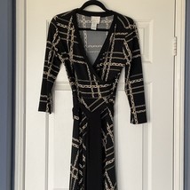 Donna Morgan Dress Women&#39;s 8 Black/gold Floral  Long Sleeve - £29.72 GBP