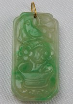 Nice quality 14 karat yellow gold translucent jade pendant 1-7/16” 8.8 g... - $897.55