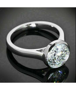 Bezel Set Engagement Ring 2.00Ct Round Cut Moissanite White Gold Finish ... - $144.21