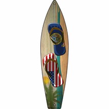Idaho Flag and US Flag Flip Flop Novelty Mini Metal Surfboard MSB-250 - £13.50 GBP