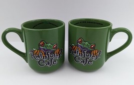 2 Vintage Rainforest Café Cha! Cha! Frog Green Ceramic Coffee Tea Mug Large 2000 - £24.62 GBP
