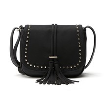 Mihaivina Womens Rivet Vintage Shoulder Bag Tassel Saddle Bag Fashion Women Leat - $39.12