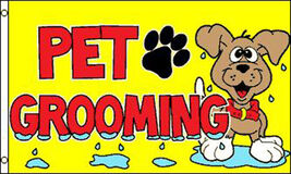 PET GROOMING FLAG #490 advertizing sign pet trimming SUPPLIES pets item ... - $12.22
