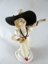 Home Interiors Playing Dress-Up Figurine  2005 7&quot; tall Little girl in big hat - £15.56 GBP